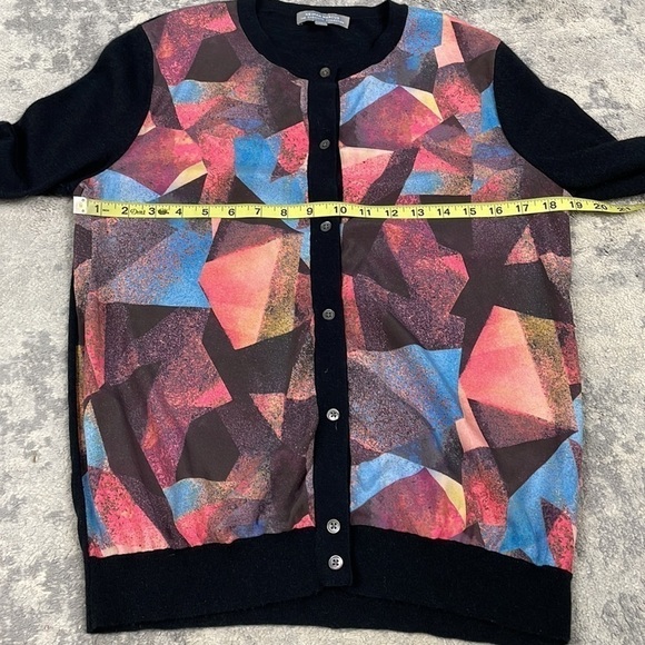 Neiman Marcus The Cashmere Collection Silk Cashmere Abstract Cardigan Black M - Picture 7 of 12